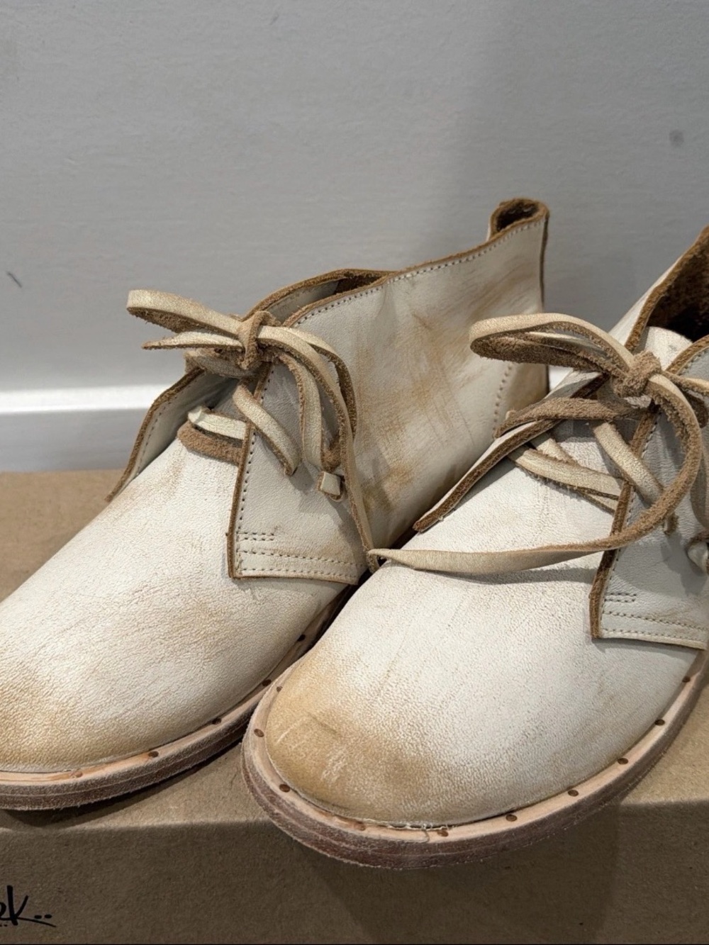 Beek Cream Lace-Up genuine Leather Ankle Boots women’s size 9